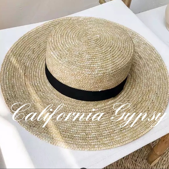 Straw Bohemian Grosgrain Ribbon Hat - Picture 3 of 6